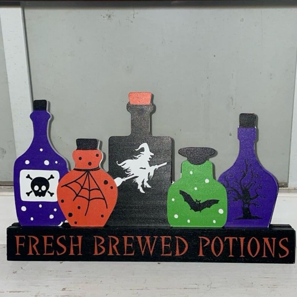 Halloween Fresh Brewed Potions Decor Wooden Witch Home Decor New Witches Gift